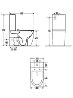AQM1002 Унитаз напольный Rimless c сиденьем SoftClose,  горизонтальный выпуск. 660x360x435мм