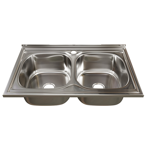 Мойка 80х50 (0,6) 2-х чаш вып 3 1/2 MIXLINE 18см с сифоном