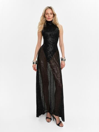”Naked dress” Платье с боди из прозрачных пайеток