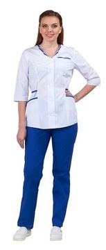 Костюм женский "Ольга" (белый/василек)