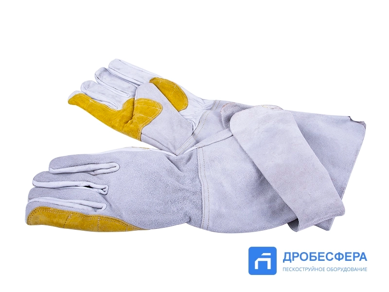 Перчатки пескоструйщика (кожа), серые, длинные арт. EXT grey long