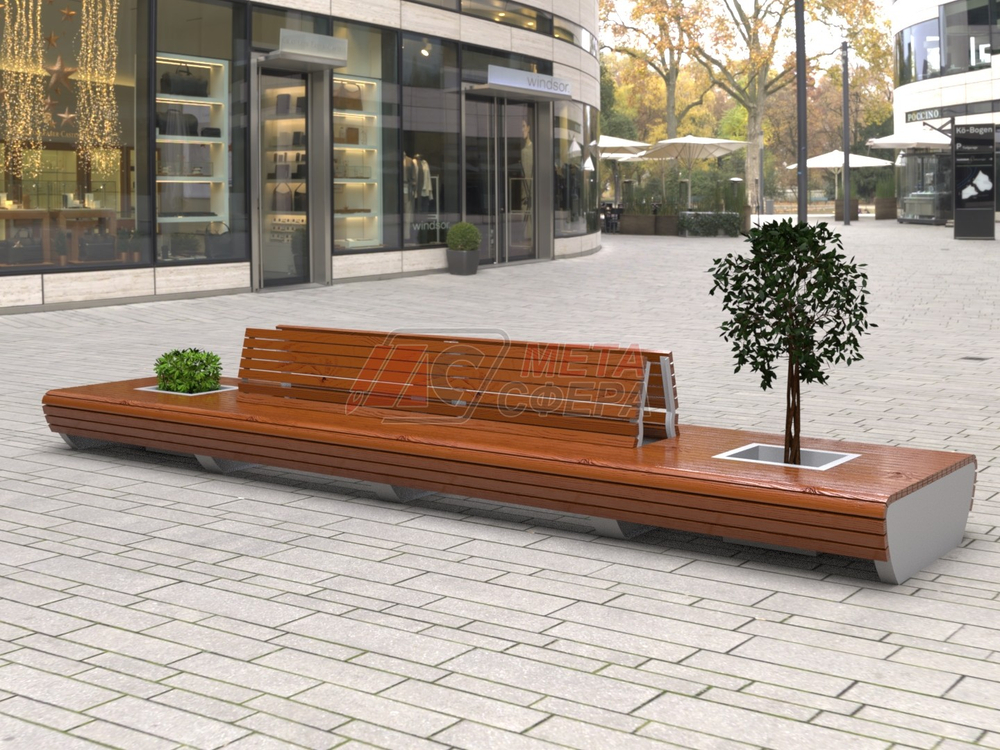 Скамья с 2-мя вазонами Nesso