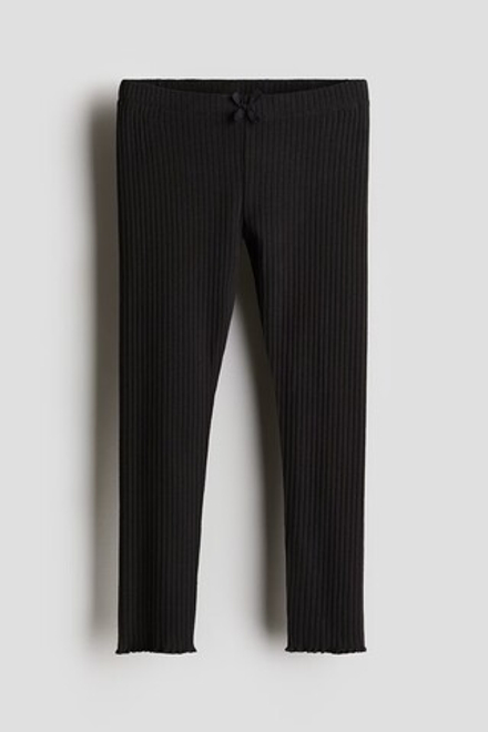H&M Хлопковые легинсы в рубчик, черный