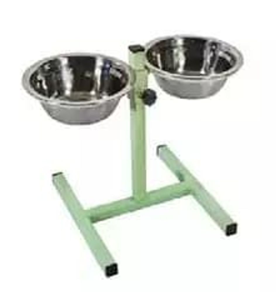 Кормушка-телескоп ,рег/2 мет миски(люкс 0,35л)D-14см,выс до 20 см  КТ 1420рл/салат.