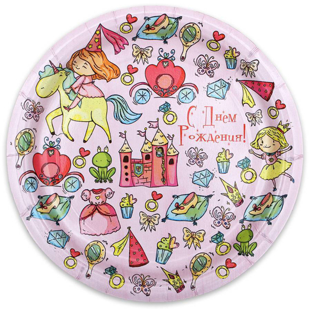 Тарелка бумажная Мечты принцессы (17 см. 6 шт.) еврослот, ПФ 3 СП-0881