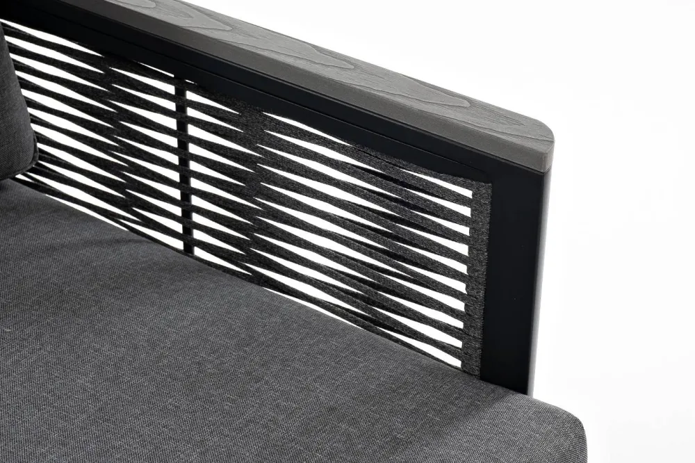 "Сан Ремо" кресло плетеное из роупа садовое, каркас алюминий темно-серый, роуп серый, ткань серая