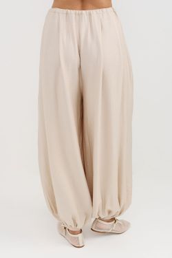Брюки алладины из вискозы жемчужного цвета