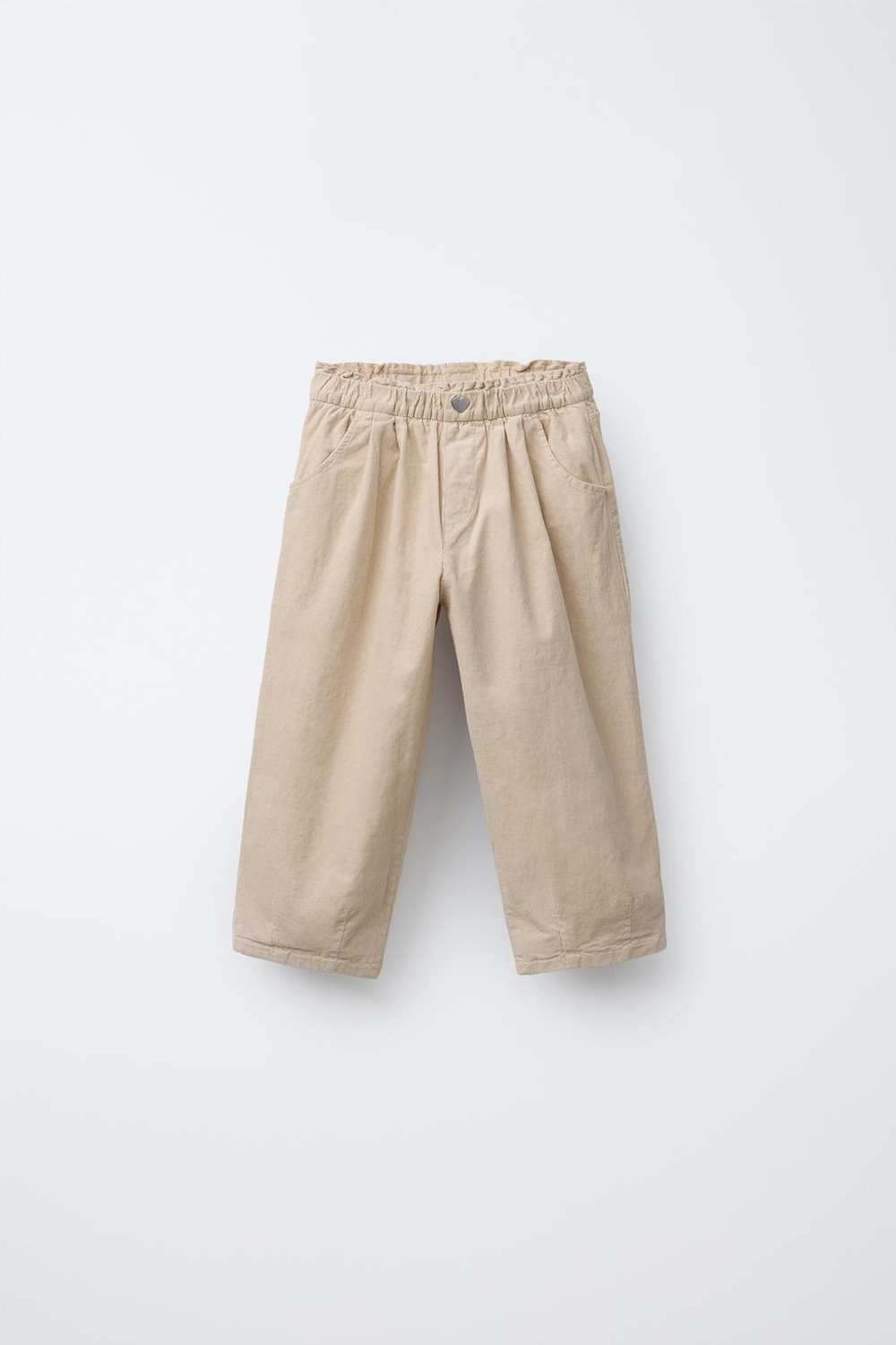 ZARA БРЮКИ BAGGY ИЗ ТОНКОГО ВЕЛЬВЕТА С ПОДКЛАДКОЙ, ЭКРЮ