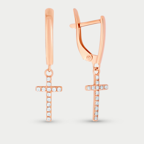 Серьги с фианитами для женщин из розового золота 585 пробы (арт. 20622)