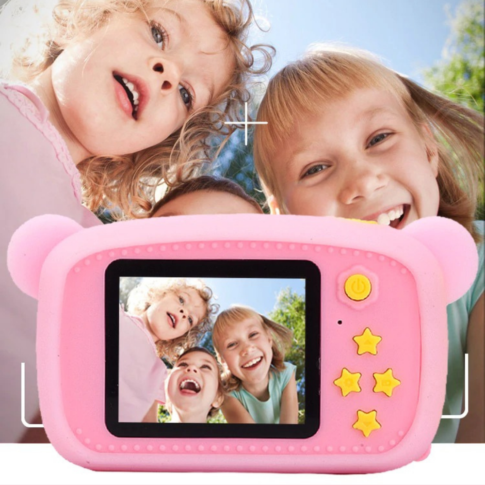 Детский фотоаппарат CHILDRENS FUN CAMERA Розовый медвежонок, Детская камера, Игрушечные камеры