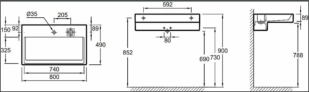 Раковина Jacob Delafon TERRACE 80 EXD9112-00 белая
