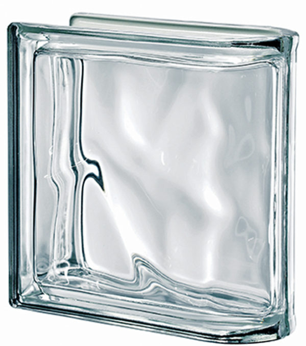 Купить Торцевой стеклоблок бесцветный волна металлизированный Neutro  Vetroarredo 19x19x