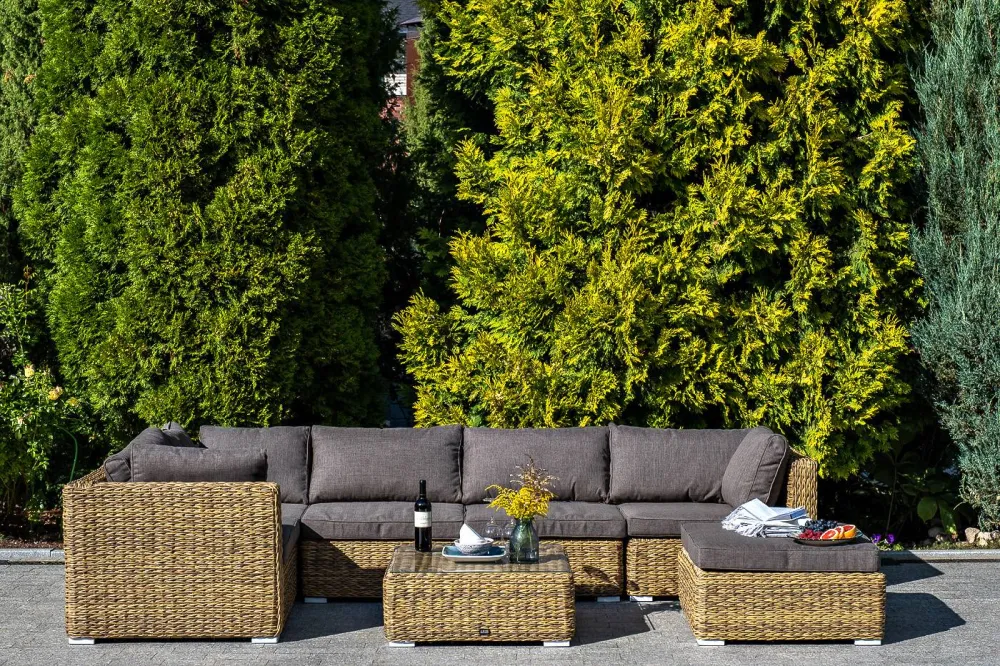 "Лунго" трансформирующаяся лаунж-зона из искусственного ротанга (гиацинт), цвет соломенный