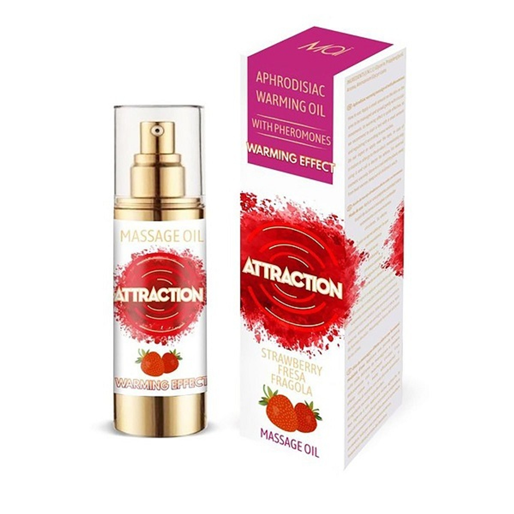 Массажное разогревающее масло с феромонами и ароматом клубники Mai cosmetics 30мл