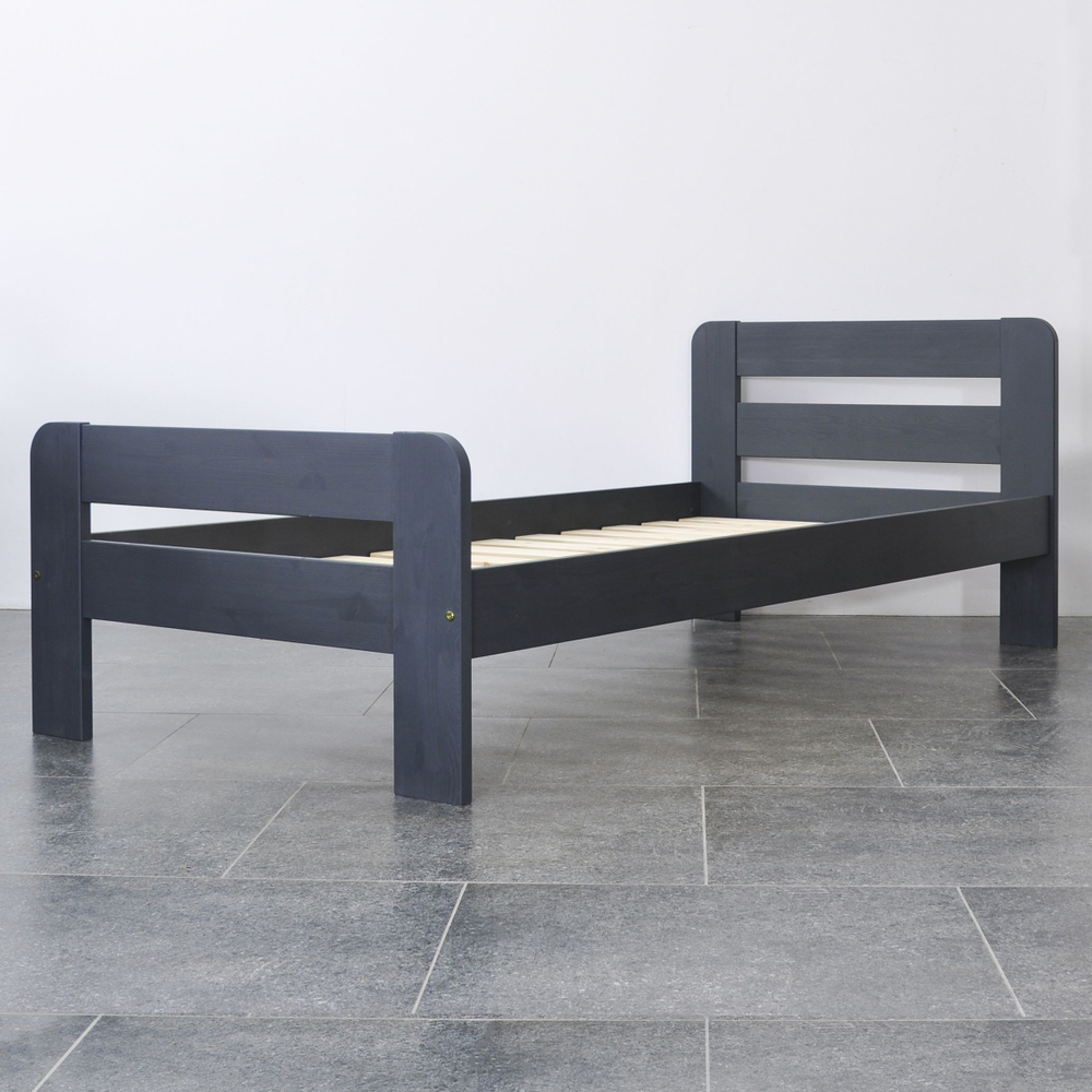 Кровать деревянная 90х200 Берт, односпальная, из сосны, цвет серый