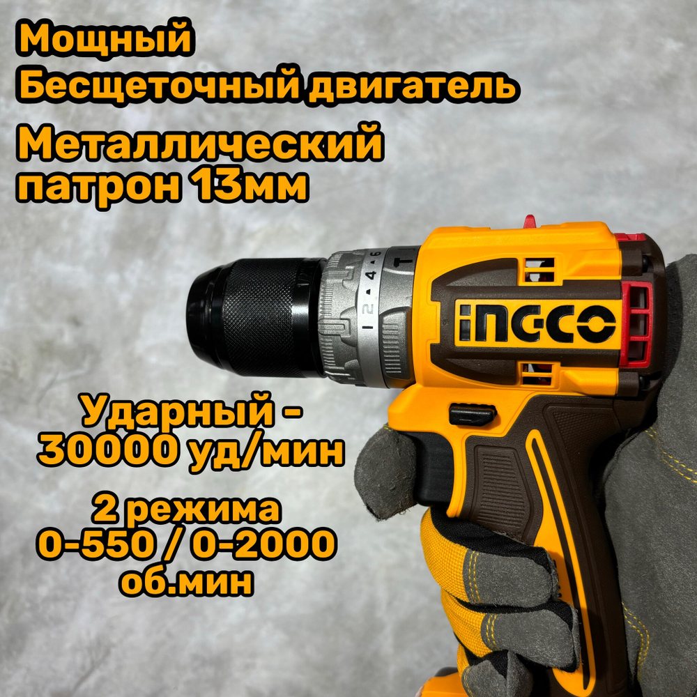 Набор шуруповерт 66Нм и УШМ 115мм INGCO CKLI20273 INDUSTRIAL 20В