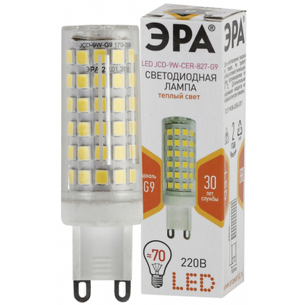 Лампочка светодиодная ЭРА STD LED JCD-9W-CER-827-G9 G9 9Вт керамика капсула теплый белый свет