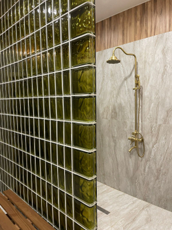 Стеклоблок половинка бронза окрашенный изнутри  Vitrablok  19х9х8см.