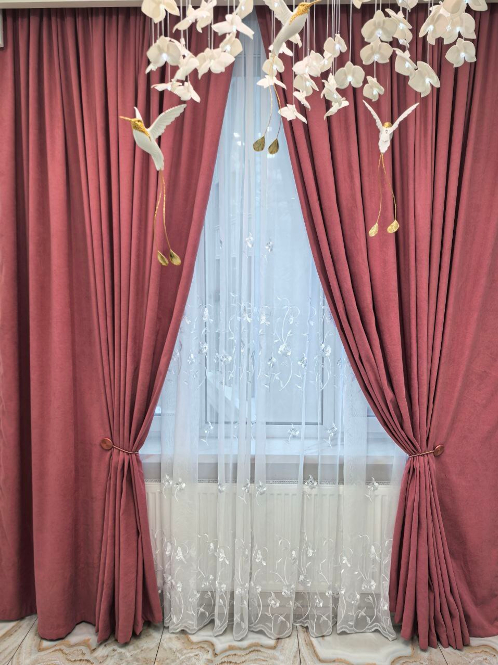 Комплект штор BlessLight Портьеры Канвас 270х100 1 шт. Брусничный