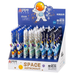 Ручка гелевая, пиши-стирай, автоматическая, Basir, синие чернила, серия "Космонавт", с игрушкой на корпусе