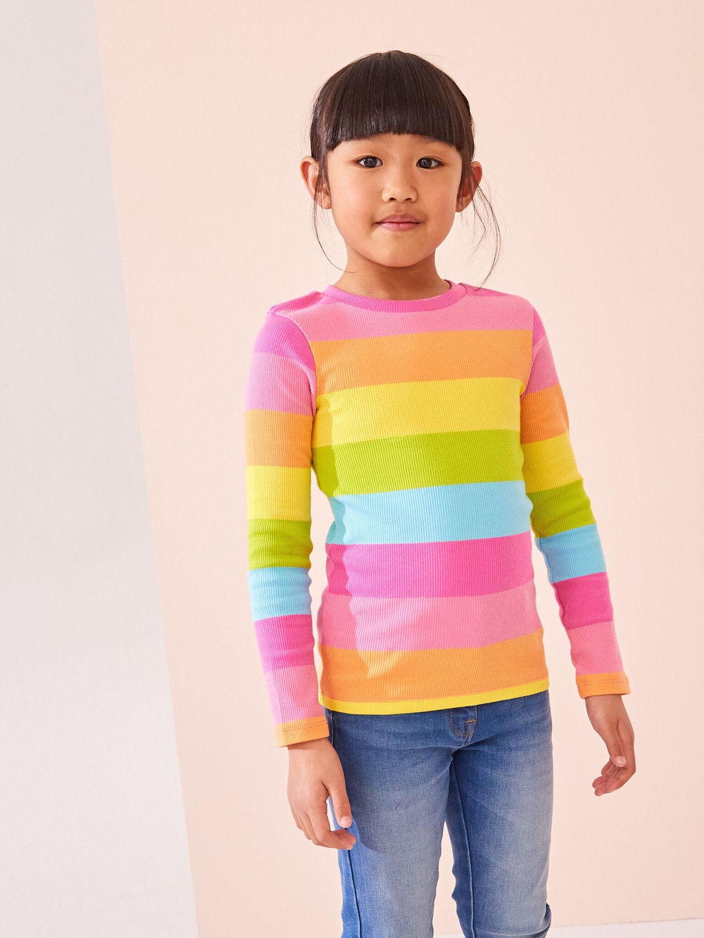 Лонгслив для девочки Next K88-352, Розовый, Оранжевый, Голубой