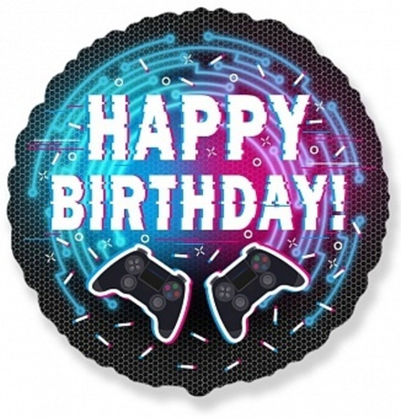 Ф 18'' Круг С Днем Рождения! (гейм-пати) 45 см.