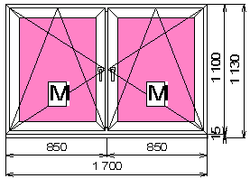 Пластиковое окно 1100 х 1700 ТермА Эко + 2 Москитные сетки