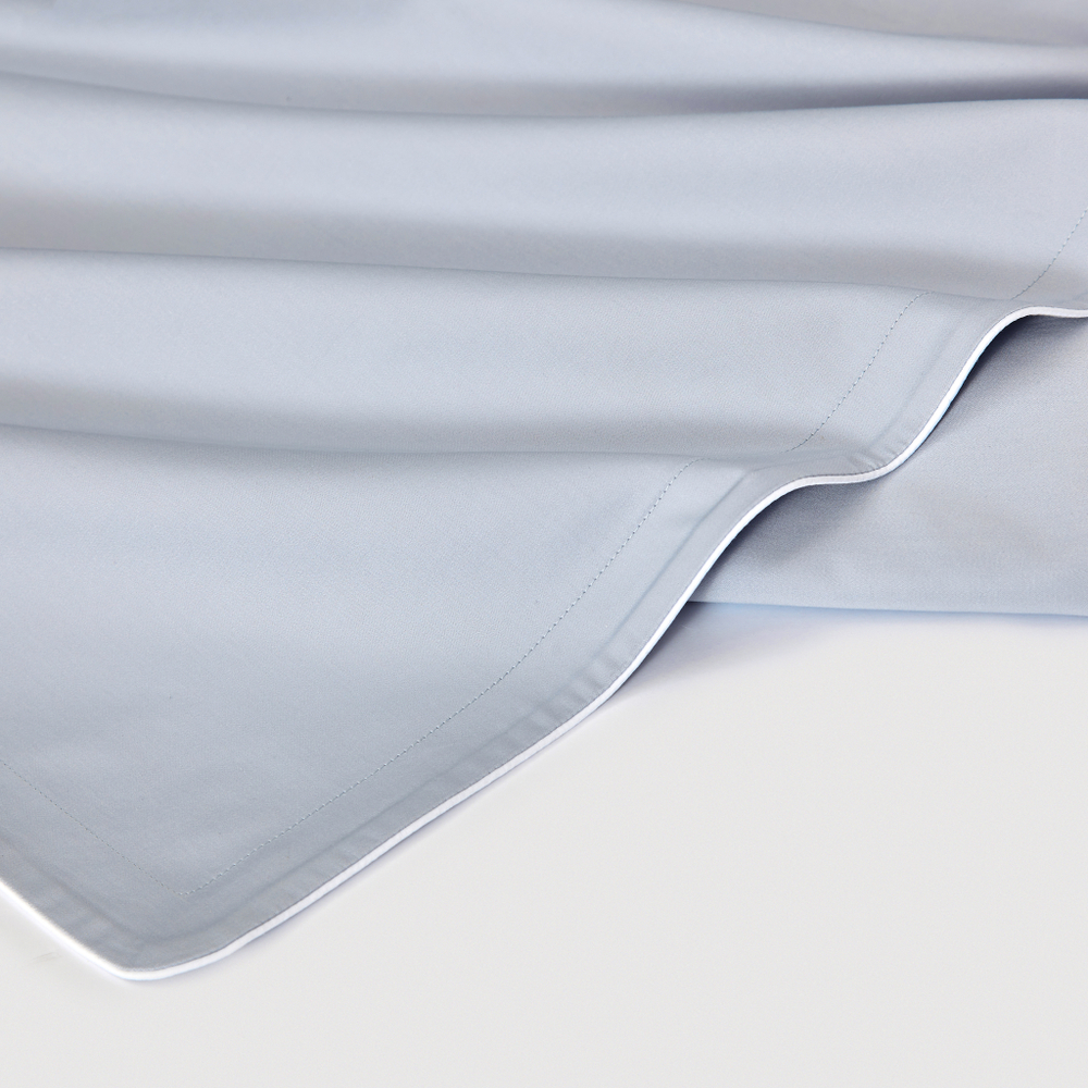 Постельное белье 2 спальное евро Сlaire&Caroll Lune+ серое с белым кантом