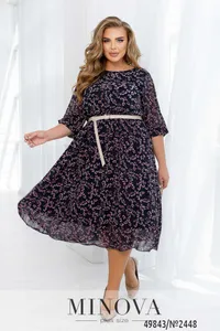 Платье 2448-синий-розовый Minova