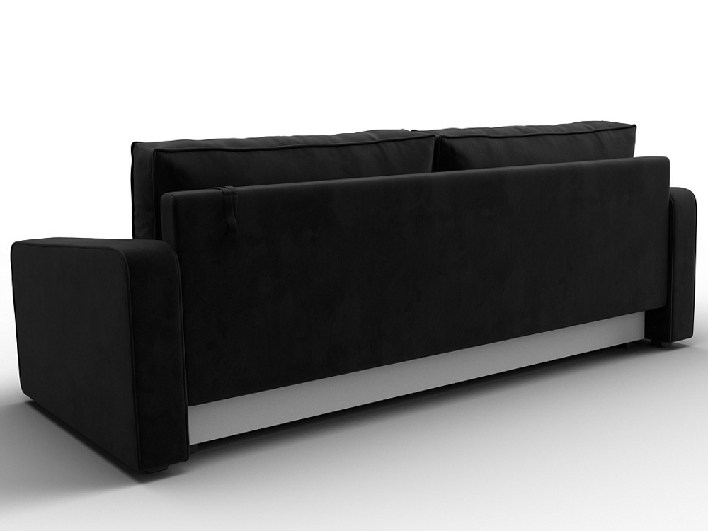Диван прямой Лига-009, ВЕЛЮР Черный