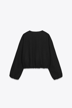 ZARA БОМБЕР ИЗ МЯГКОЙ ТКАНИ, ЧЕРНЫЙ