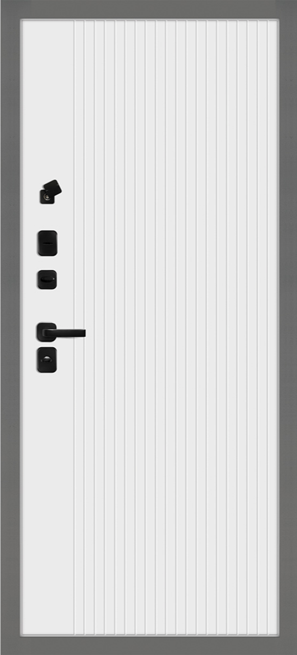 Серая входная дверь квартиры и дома с МДФ отделкой - 1011