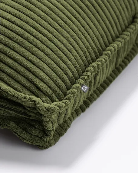 Blok Подушка из зеленого вельвета с широким швом 60 x 60 см