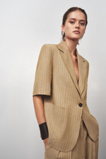 Блейзер из смесового льна в полоску — zw collection