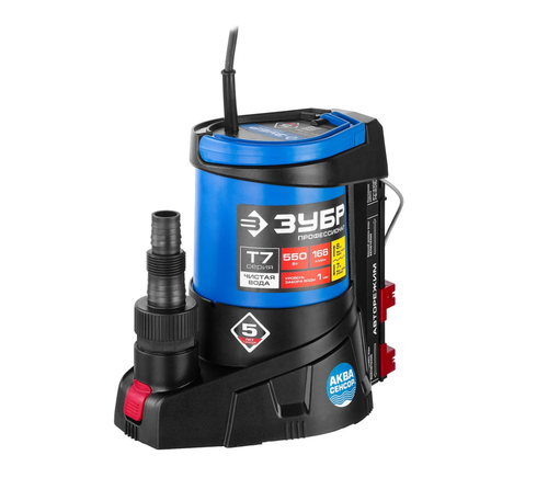 Дренажный насос с минимальным уровнем откачки Зубр Профессионал НПЧ-Т7-550