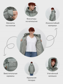 Куртка зимняя женская с капюшоном модная зеленого цвета 7341Z