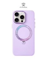 Чехол PYNANA для iPhone 16 Pro, кожа, австрийский хрусталь, нежно-фиолетовый