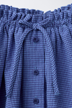 ZARA ЮБКА-ШОРТЫ В КЛЕТКУ ВИШИ, ВАСИЛЬКОВЫЙ