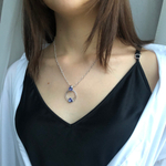 Кулон круглый с сиреневыми кристаллами Swarovski на тонкой серебряной цепочке, Италия