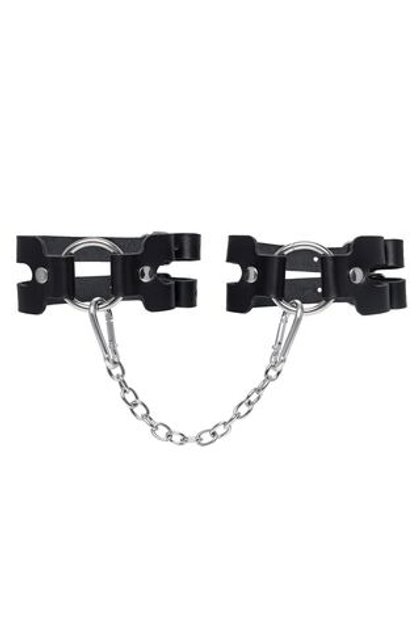 Черные кожаные оковы из двух ремешков