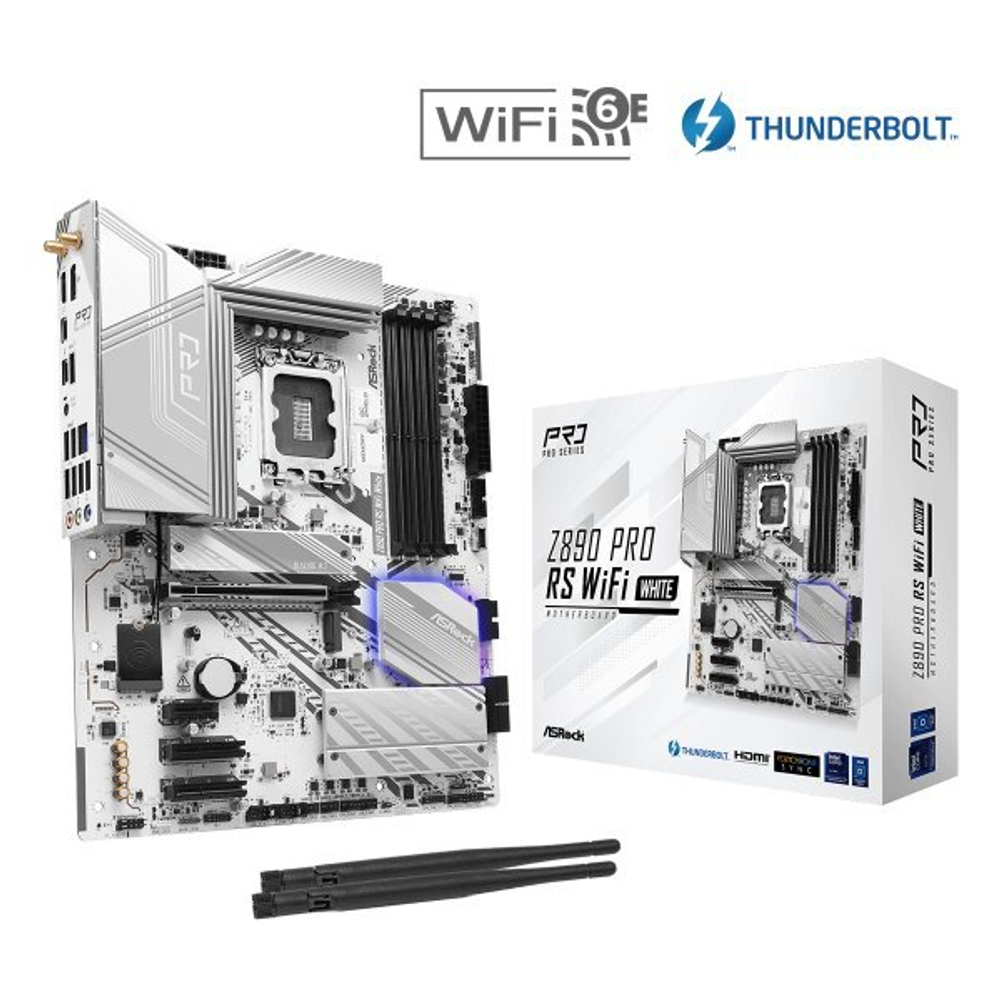 Материнская плата ASROCK Z890 PRO RS WIFI WHITE, LGA1851, DDR5, ATX