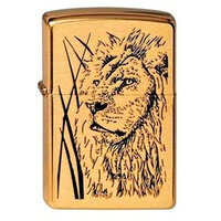 Зажигалка золотистая матовая Zippo Proud Lion с покрытием Brushed Brass