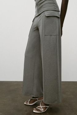 ZARA БРЮКИ ПИКЕ С КАРМАНАМИ, АНТРАЦИТОВО-СЕРЫЙ