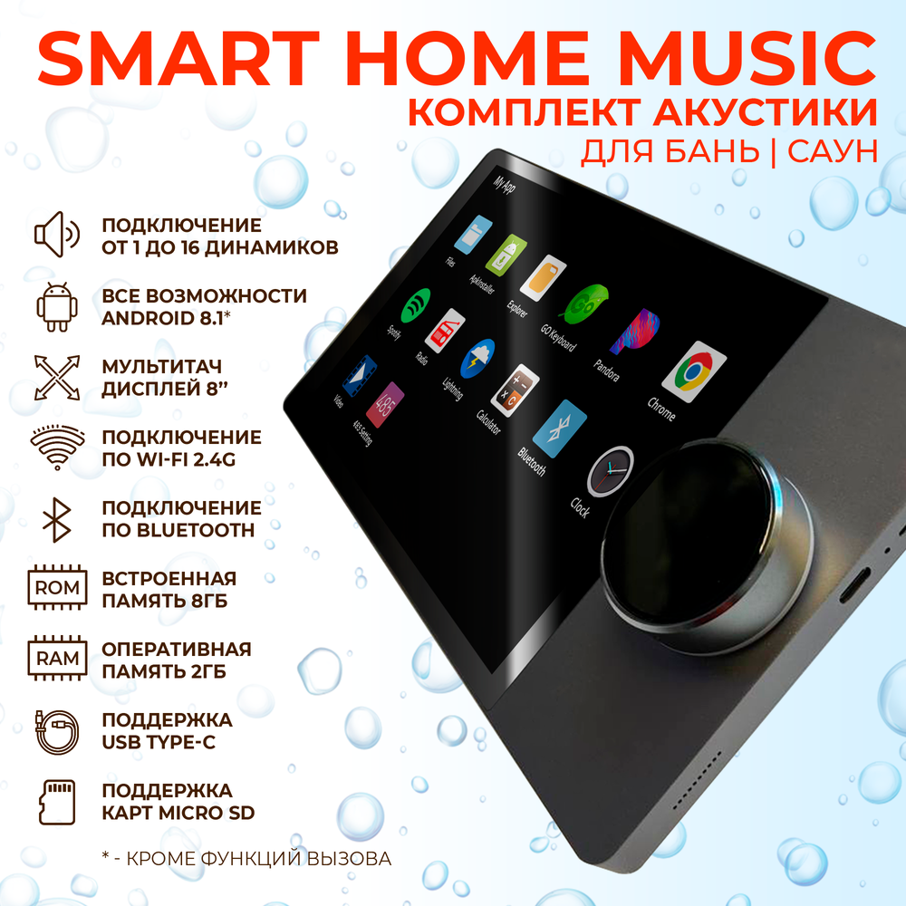 Комплект влагостойкой акустики SMART HOME MUSIC - Sauna Square