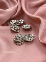 Пуговицы квадратные в серебристом металле с плетением сетка