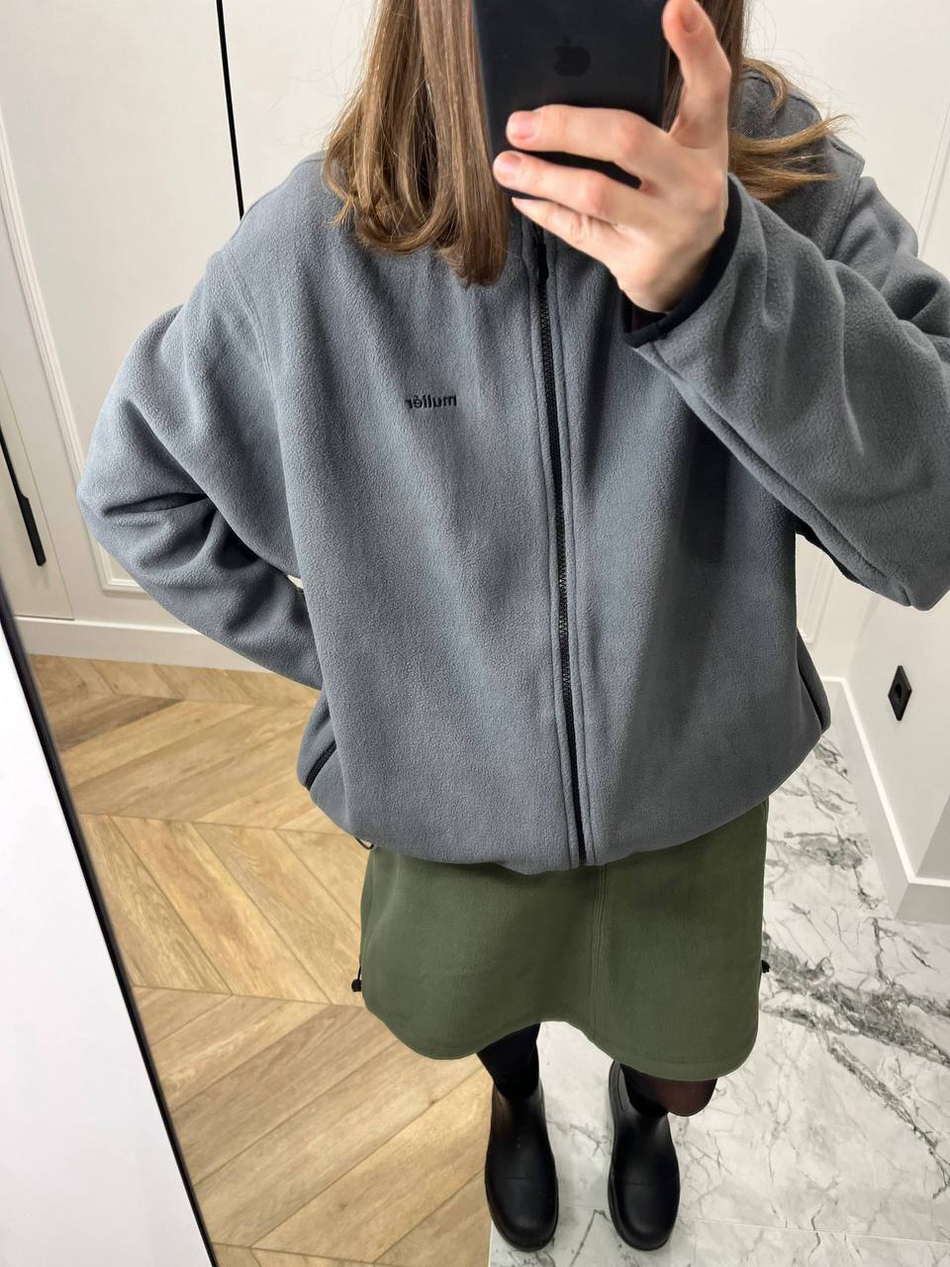 Zip - худи из флиса на молнии серое