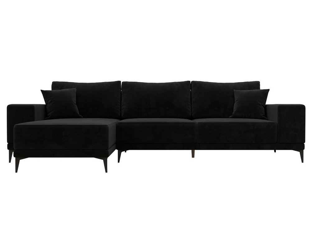 Диван угловой Льюес левый, Черный, Велюр, 122401L