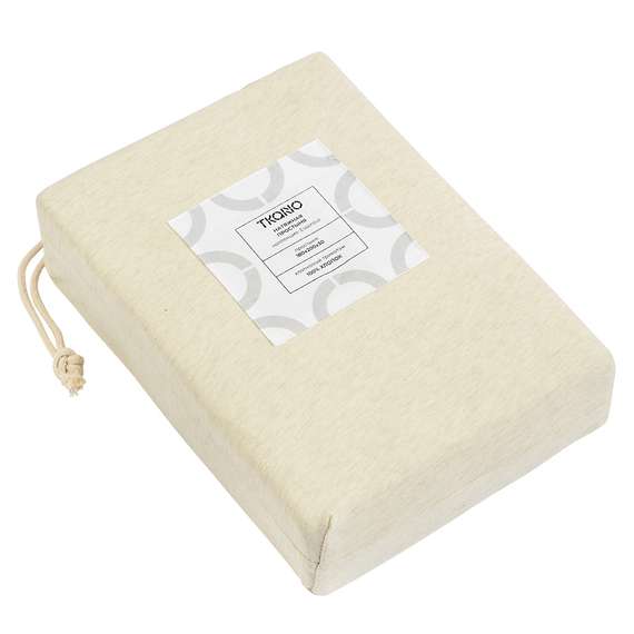 Простыня на резинке из хлопкового трикотажа серо-бежевого цвета из коллекции essential