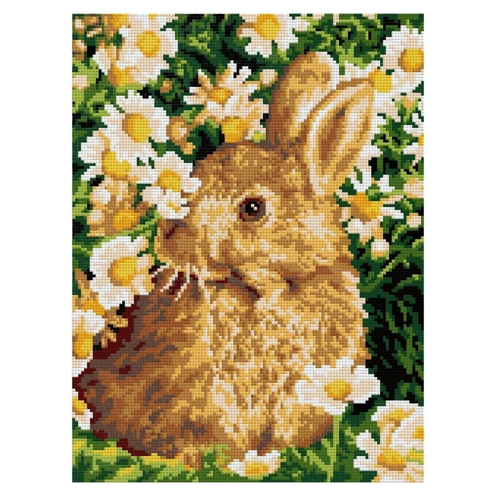 Алмазная мозаика 30*40см полн.заполн. "Зайчик в ромашках" (Lori)