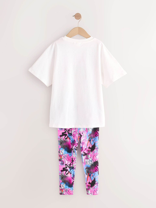 Футболка и легинсы в комплекте для девочки Next AT2-474, Белый, Розовый